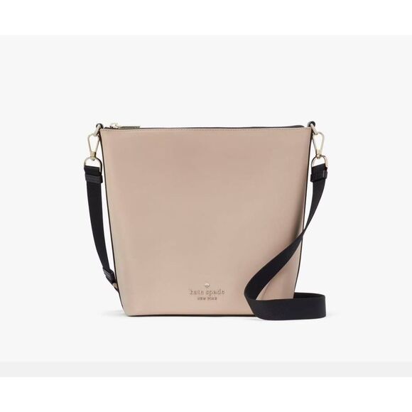NWT~KATE SPADE Large Chelsea Duffle Crossbody Bag in Warm Beige/Black - Picture 1 of 8